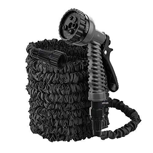 Garden Hose 25ft Expandable Garden Hose KinkFree Flexible Water Hose with 7 Pattern Spray NozzleExtra Strength Fabric Protection Collapsible Hose for Gardening Lawn Car Pet Washing  (25ft BLACK)